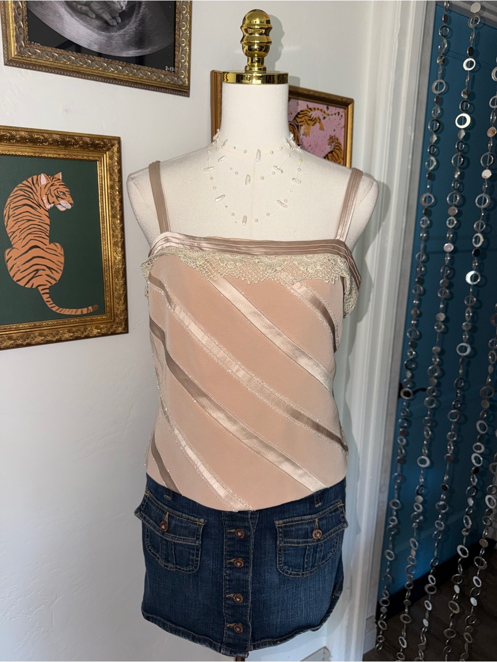 Vintage Y2K Women's Satin-Trim Cami Top